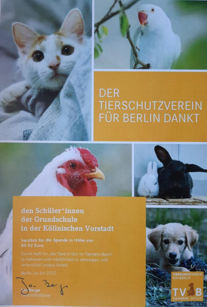 Der Tierschutzverein für Berlin Dankt