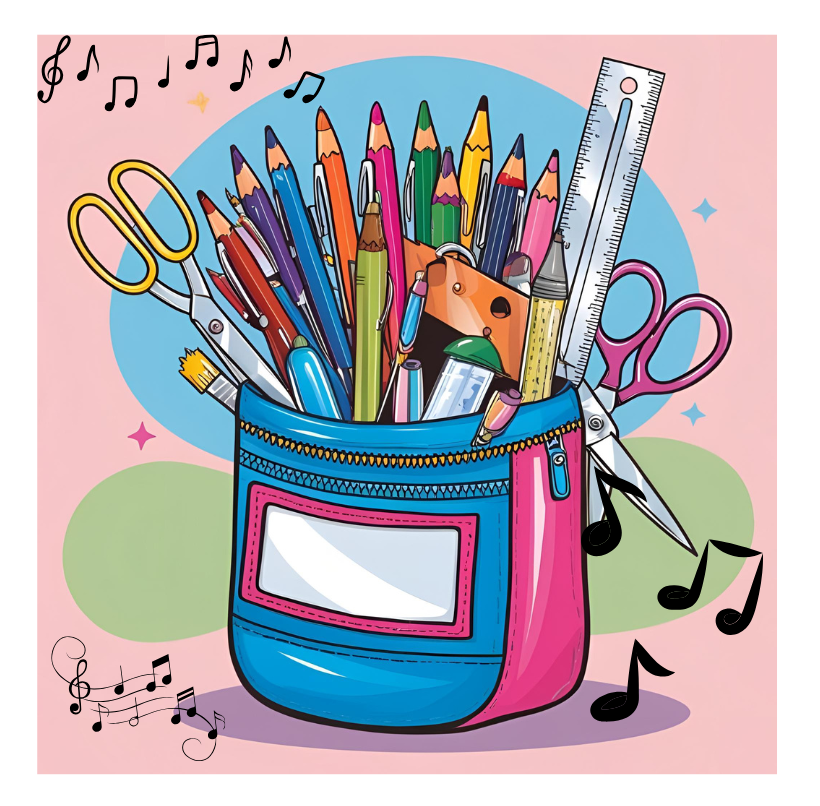 Federtasche mit Musiknoten